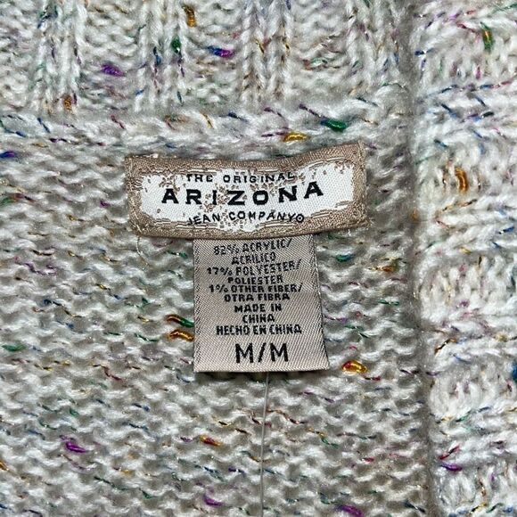 Arizona Women's Multicolor Open Front Short Sleeve Knit Cardigan Medium NWT - Picture 12 of 13